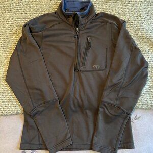 Men's OR black 1/4 zip fleece-lined, water resistant pullover size S.